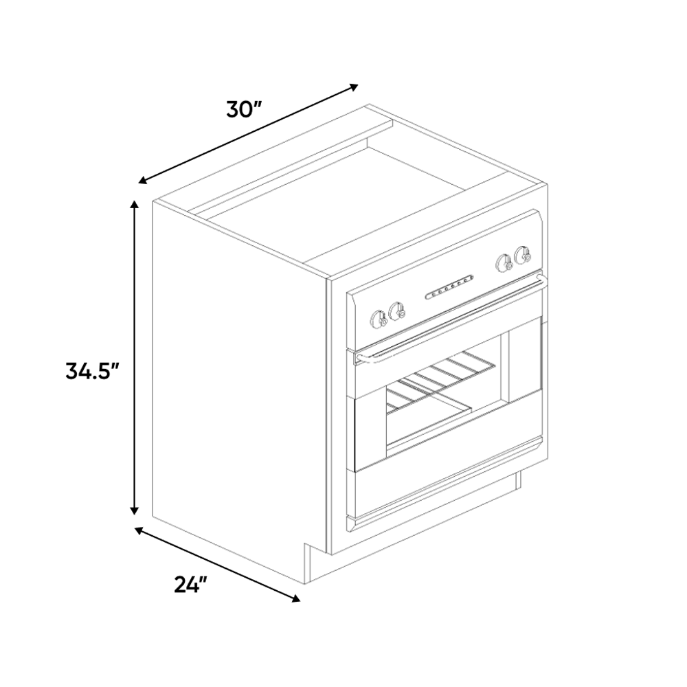 RTA - Lakeland Oak 03 Textured - Base Oven Cabinet - 30"W x 34.5"H x 24"D - Frameless Cabinet