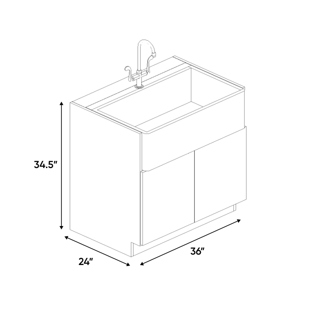 RTA - Gris Plomo Matte - Farm Sink Base Cabinet - 36