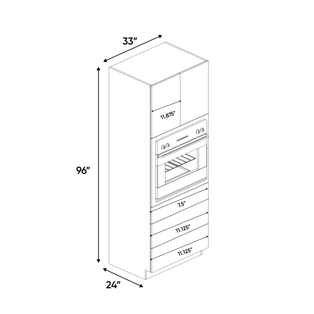 RTA - Gris Plomo Matte - Tall Oven Cabinet - 33