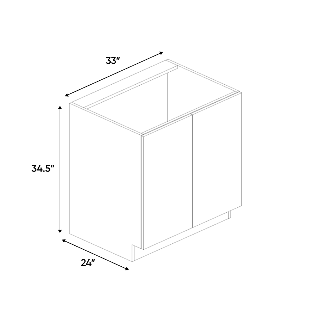 RTA - Negro Gloss - Sink Base Cabinet Full Height - 33"W x 34.5"H x 24"D - Frameless Cabinet
