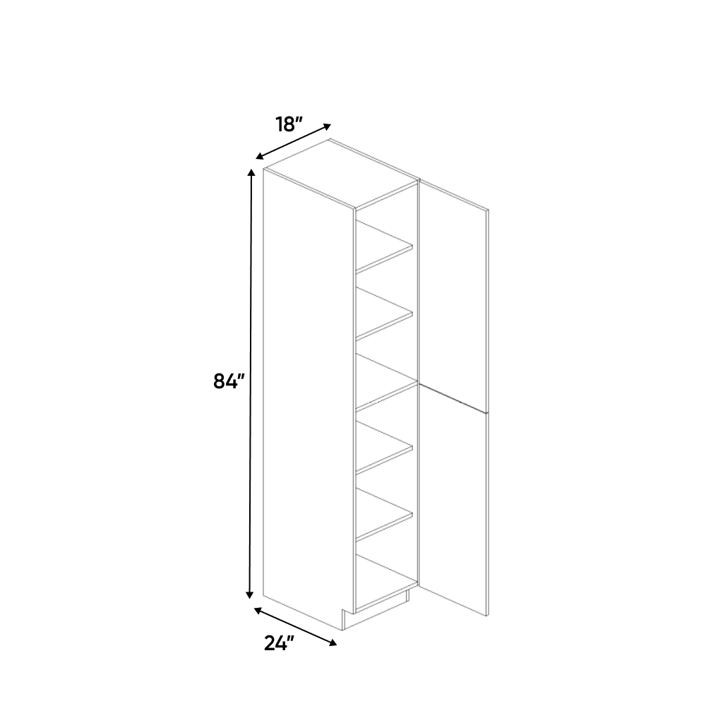 RTA - Gris Plomo Matte - Tall Pantry Cabinet - 18