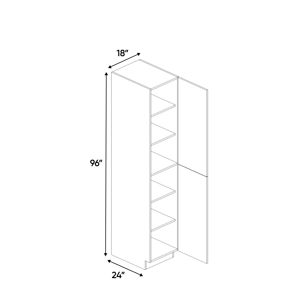 RTA - Gris Plomo Matte - Tall Pantry Cabinet - 18