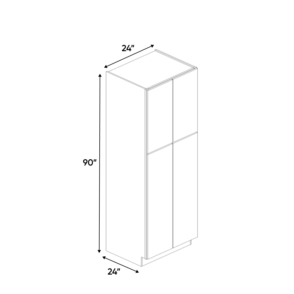 RTA - Gris Plomo Matte - Tall Pantry Cabinet - 24"W x 90"H x 24"D - Frameless Cabinet