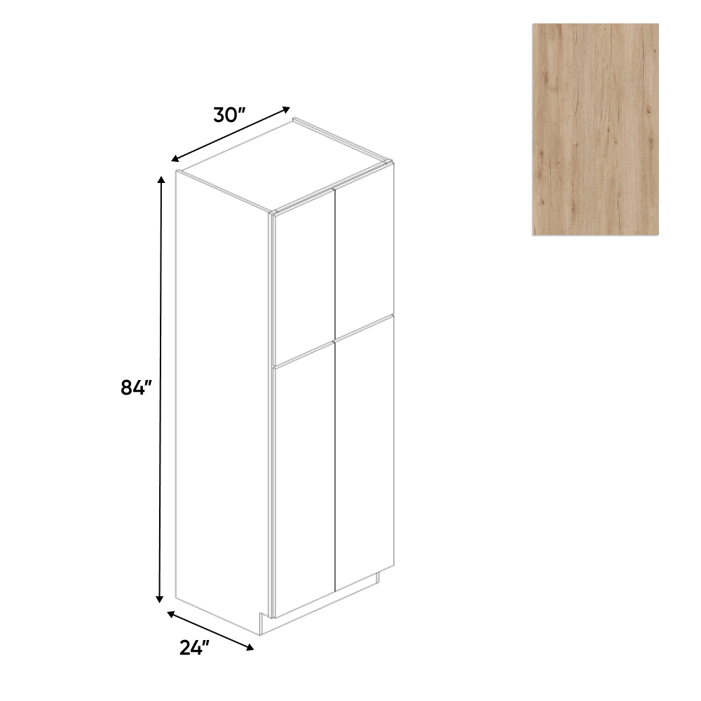 RTA - Anniversary Oak Textured - Tall Pantry Cabinet - 30"W x 84"H x 24"D - Frameless Cabinet