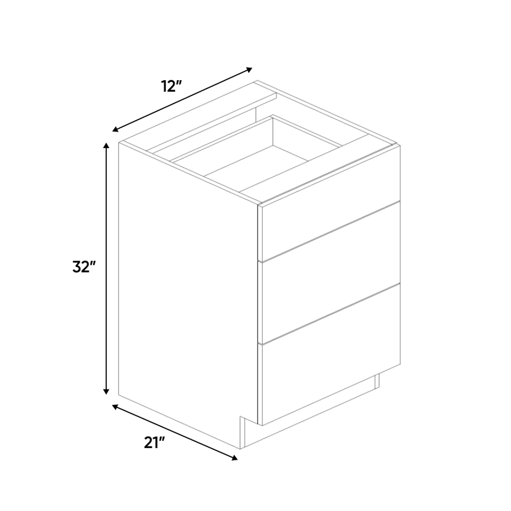 RTA - White Frozen Wood Textured - Vanity Drawer Base Cabinet - 12