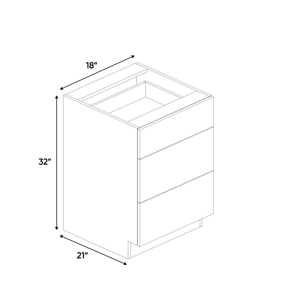 RTA - White Frozen Wood Textured - Vanity Drawer Base Cabinet - 18"W x 30"H x 21"D - Frameless Cabinet