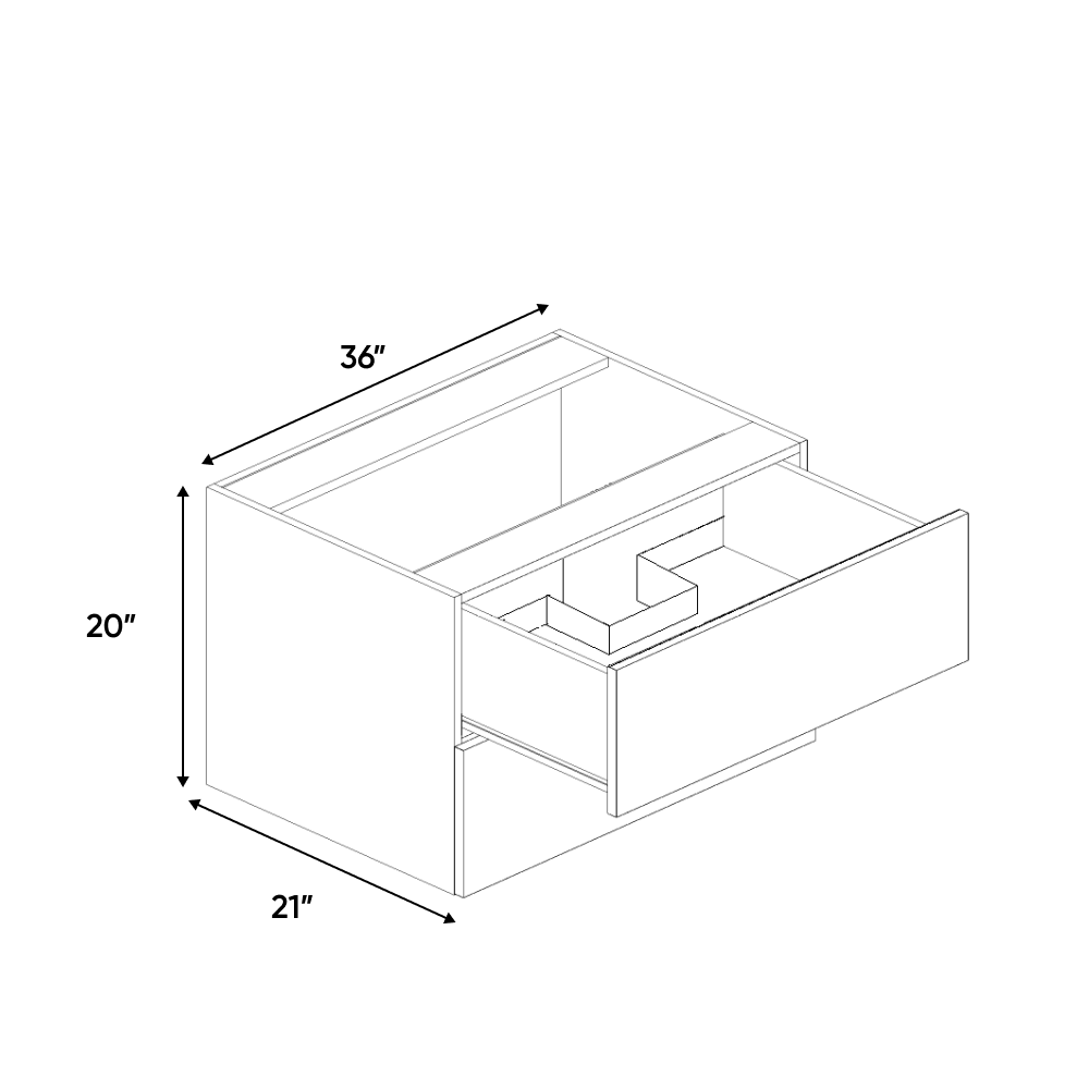 RTA - Blanco Gloss - Vanity Hanging Drawer Sink Base Cabinet - 36