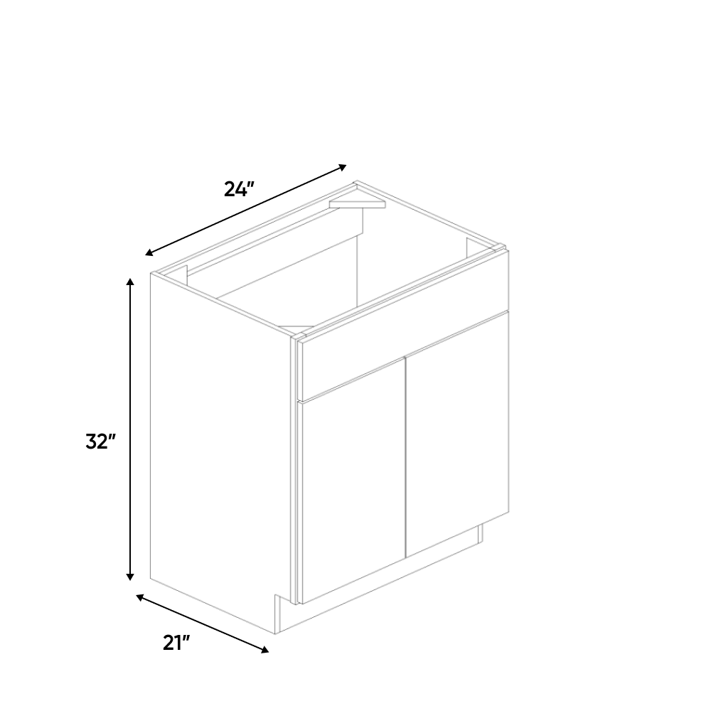 RTA - Picasso Textured - Vanity Sink Base Cabinet - 24"W x 34.5"H x 21"D - Frameless Cabinet