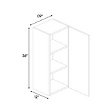 RTA - Gris Nube Matte - Wall Cabinet - 9"W x 36"H x 12"D - Frameless Cabinet