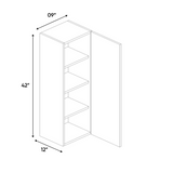 RTA - Lakeland Oak 03 Textured - Wall Cabinet - 9"W x 42"H x 12"D - Frameless Cabinet