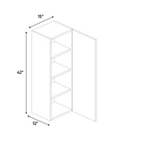 RTA - White Frozen Wood Textured - Wall Cabinet - 15"W x 42"H x 12"D - Frameless Cabinet