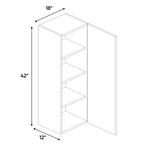RTA - Olmo Gloss - Wall Cabinet - 18"W x 42"H x 12"D - Frameless Cabinet