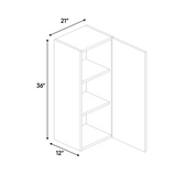 RTA - Indigo Blue Gloss - Wall Cabinet - 21"W x 36"H x 12"D - Frameless Cabinet