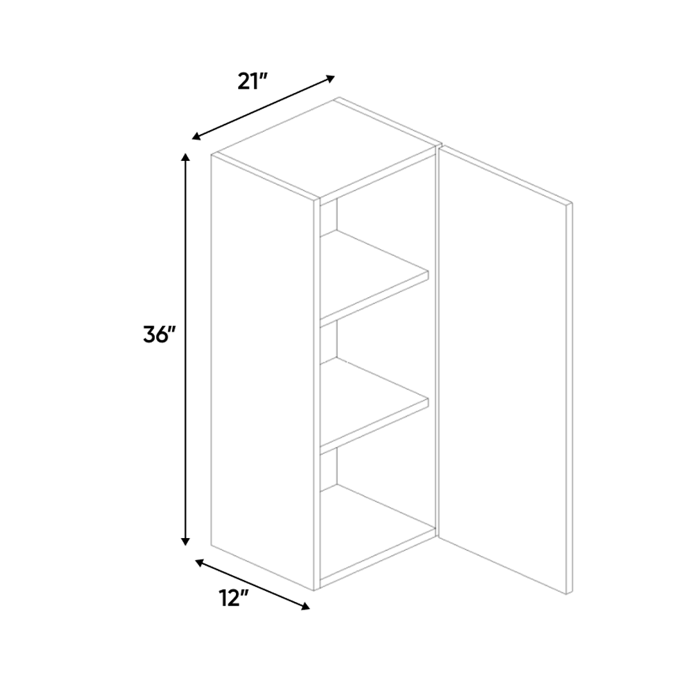 RTA - Gris Nube Matte - Wall Cabinet - 21"W x 36"H x 12"D - Frameless Cabinet