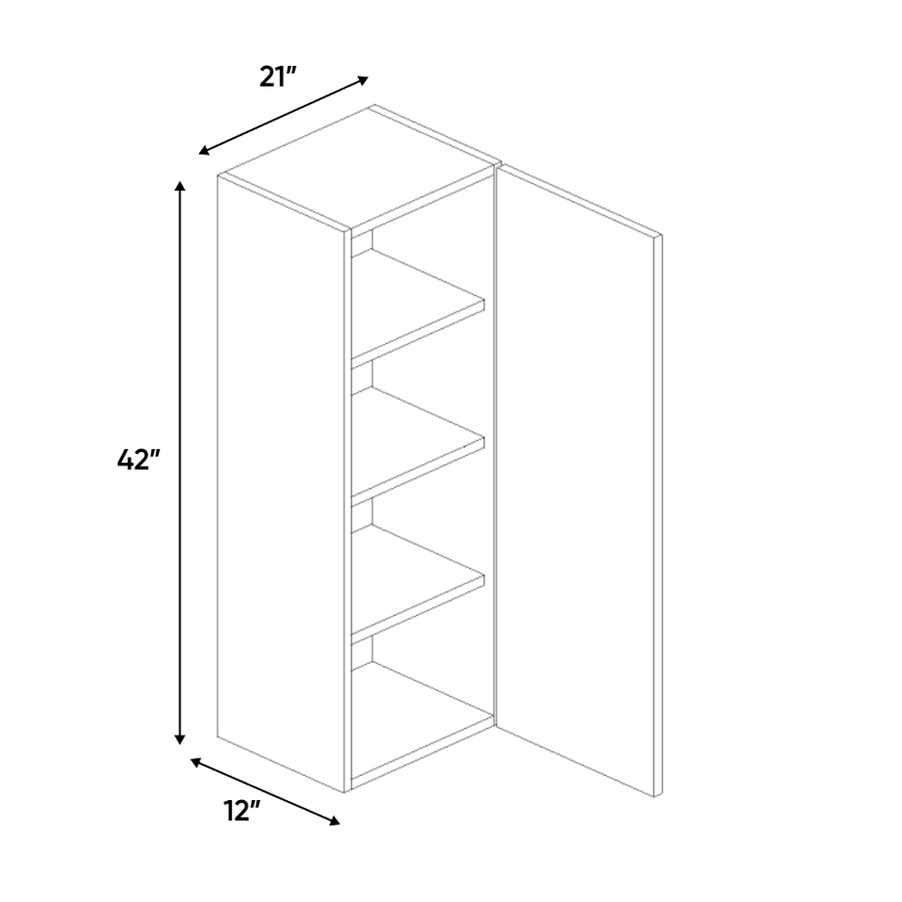 RTA - Guayana Gloss - Wall Cabinet - 21"W x 42"H x 12"D - Frameless Cabinet