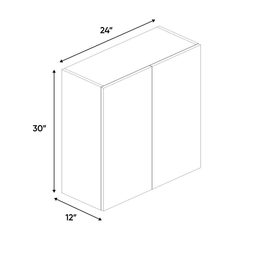RTA - Blanco Gloss - Wall Cabinet - 24"W x 30"H x 12"D - Frameless Cabinet