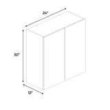 RTA - Indigo Blue Matte - Wall Cabinet - 24"W x 30"H x 12"D - Frameless Cabinet