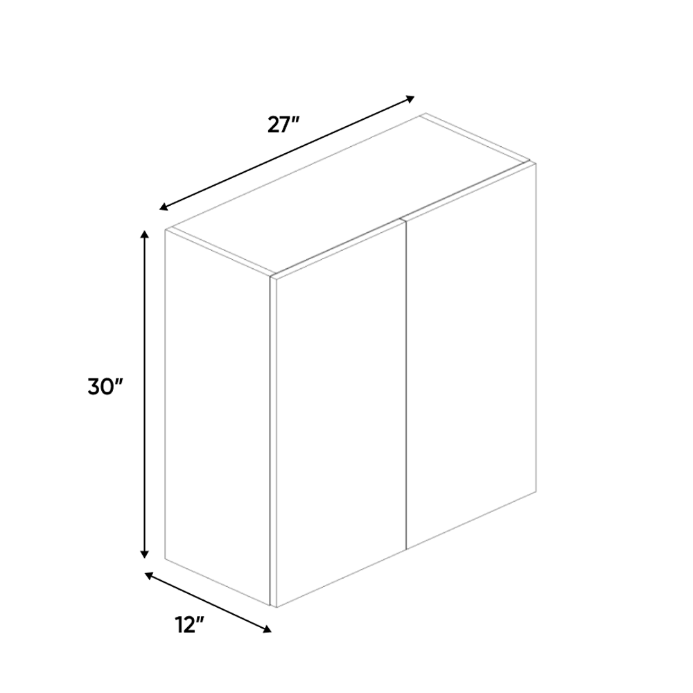 RTA - Guayana Gloss - Wall Cabinet - 27"W x 30"H x 12"D - Frameless Cabinet