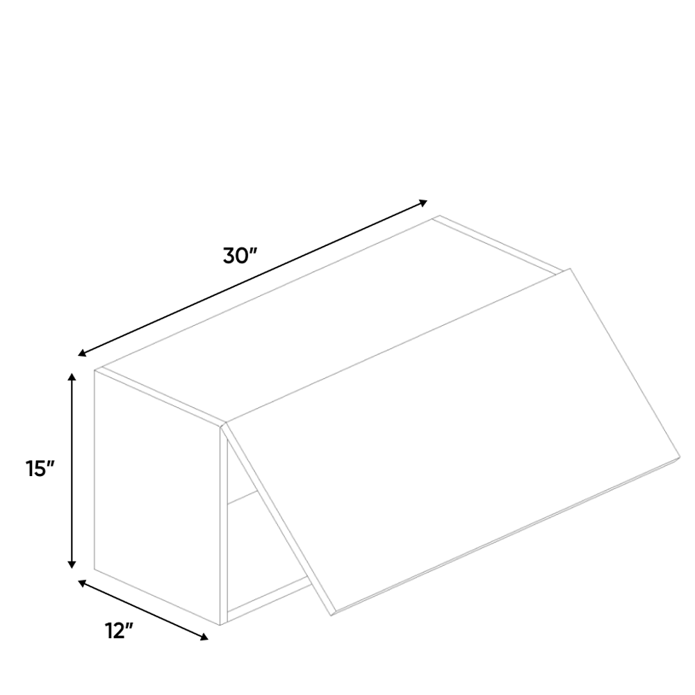 RTA - Negro Matte - Wall Upper Cabinet - 30"W x 15"H x 12"D - Frameless Cabinet