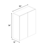 RTA - Indigo Blue Matte - Wall Cabinet - 30"W x 36"H x 12"D - Frameless Cabinet