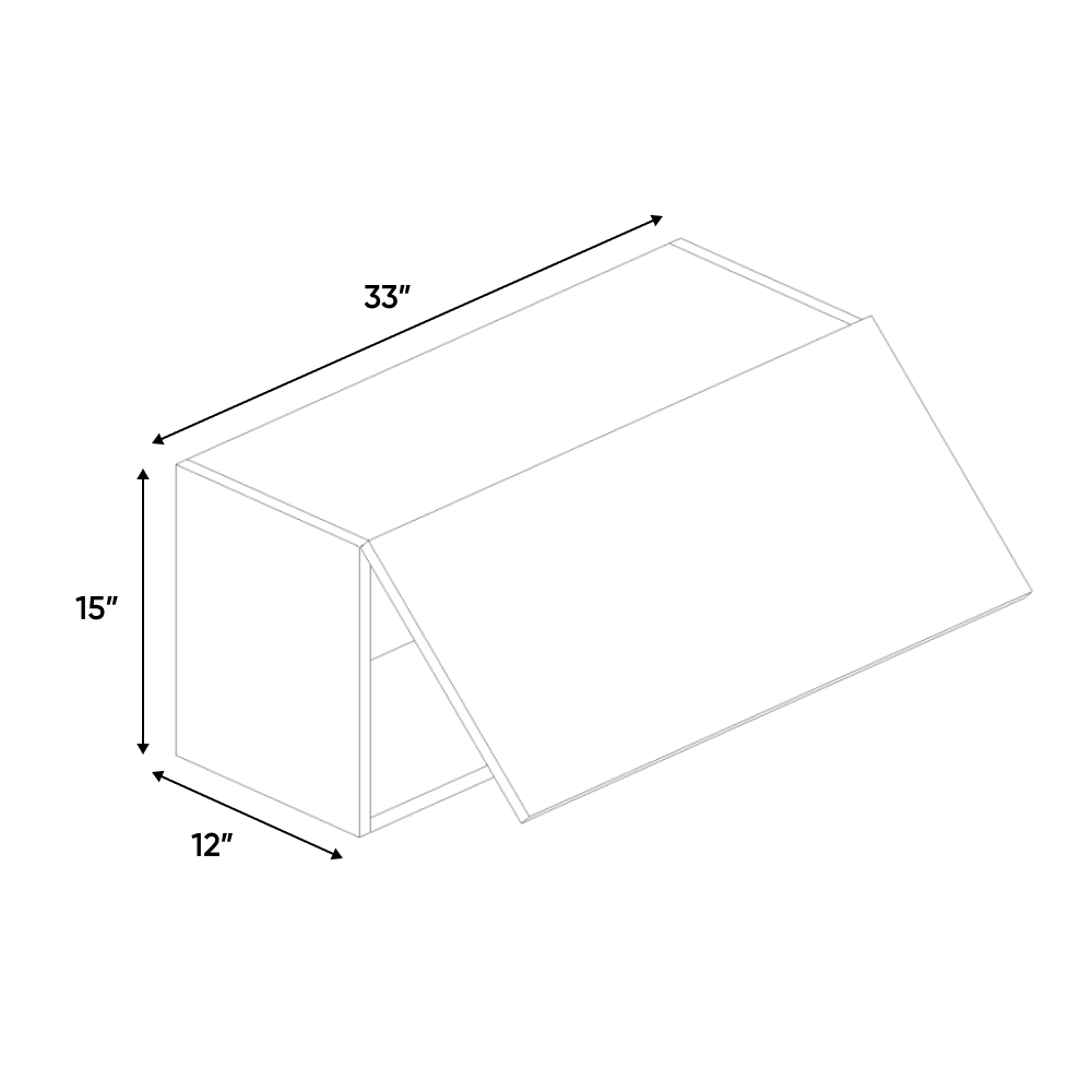 RTA - Blanco Gloss - Wall Upper Cabinet - 33"W x 15"H x 12"D - Frameless Cabinet