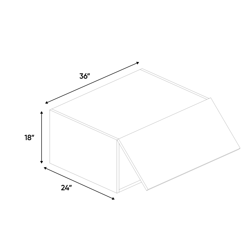 RTA - Blanco Gloss - Wall Upper Cabinet - 36"W x 18"H x 24"D - Frameless Cabinet