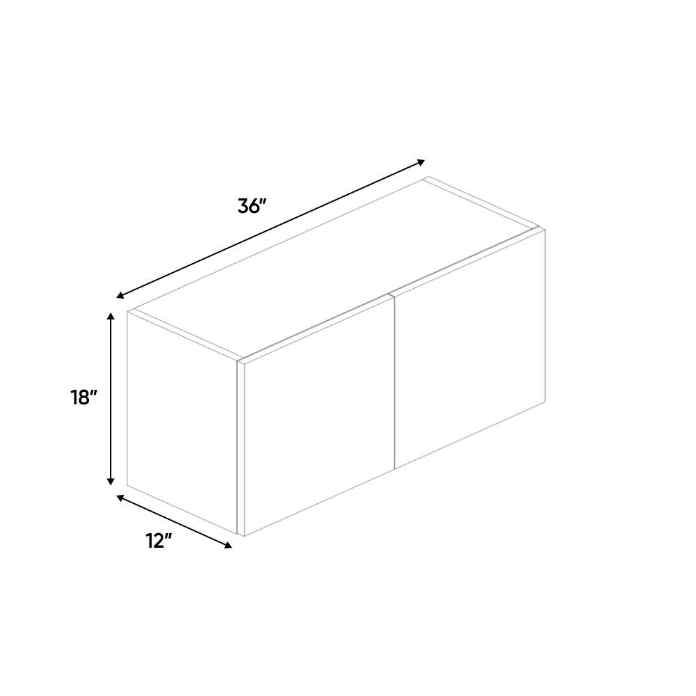 RTA - Olmo Gloss - Wall Cabinet - 36"W x 18"H x 12"D - Frameless Cabinet