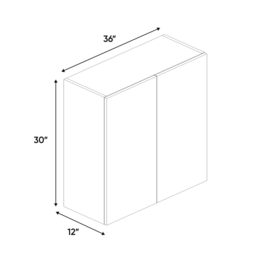 RTA - Gris Plomo Gloss - Wall Cabinet - 36"W x 30"H x 12"D - Frameless Cabinet