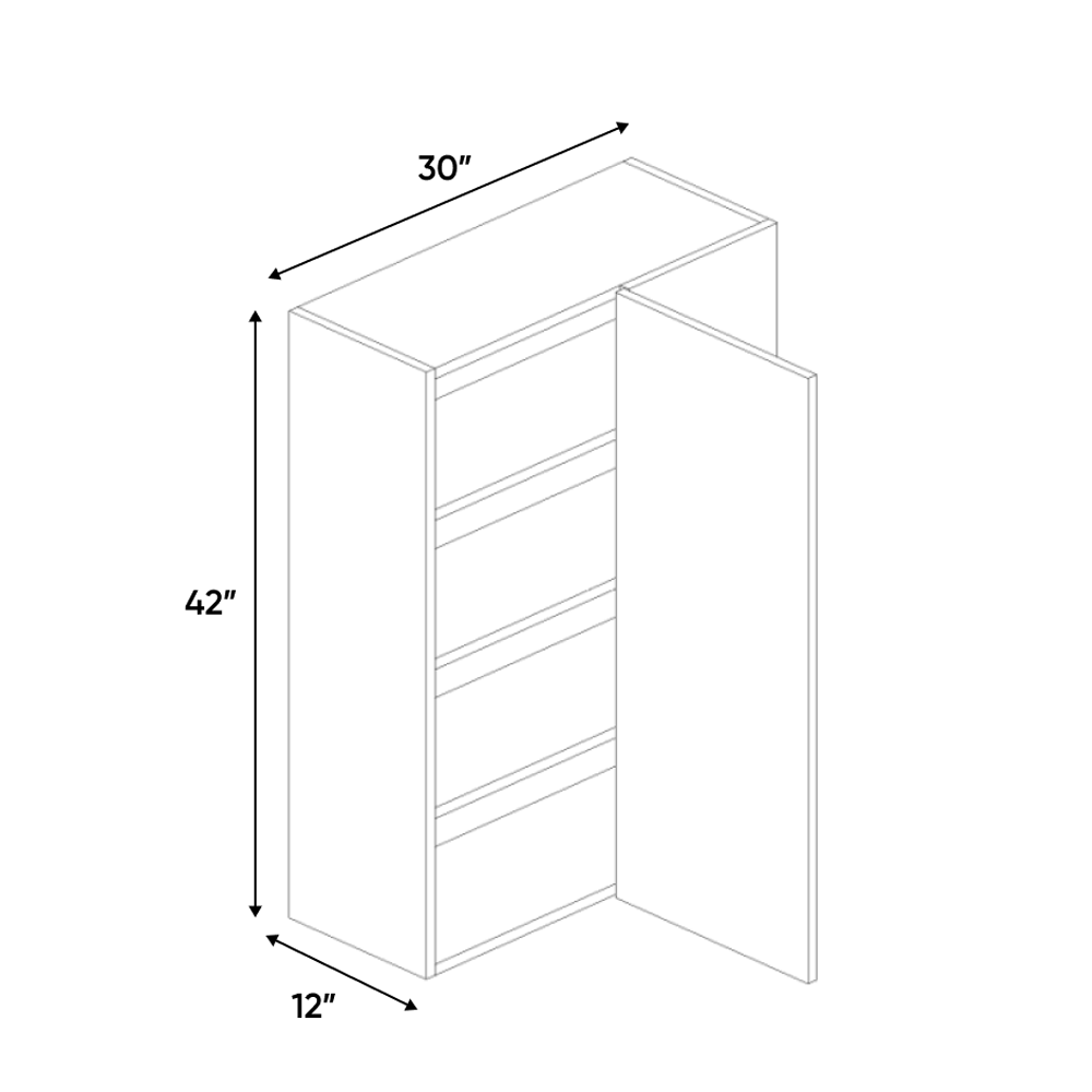 RTA - Muratti Textured - Wall Blind Corner Cabinet - 30"W x 42"H x 12"D - Frameless Cabinet