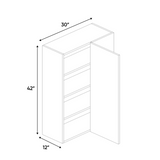 RTA - White Frozen Wood Textured - Wall Blind Corner Cabinet - 30"W x 42"H x 12"D - Frameless Cabinet