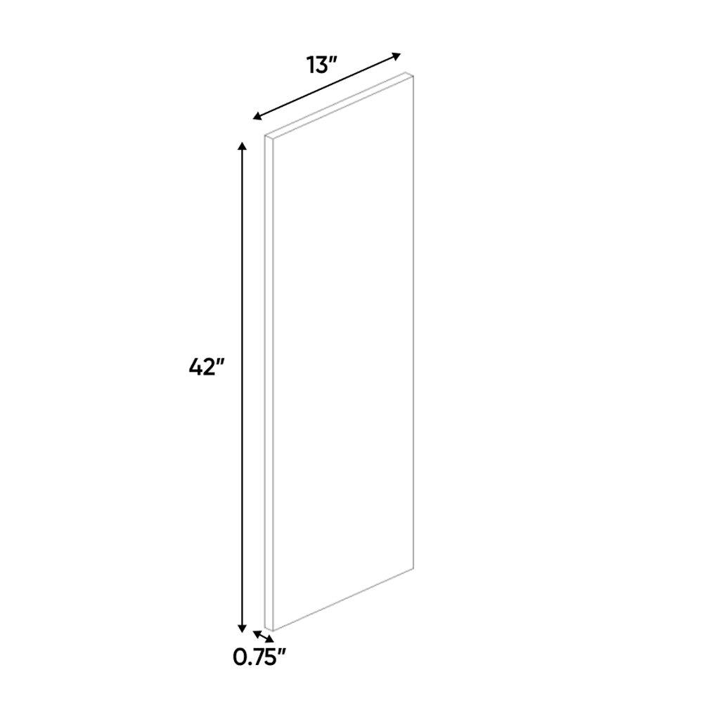 RTA - Olmo Gloss - Finished End Wall Panel - 13"W x 42"H x 0.75"D - Frameless Cabinet