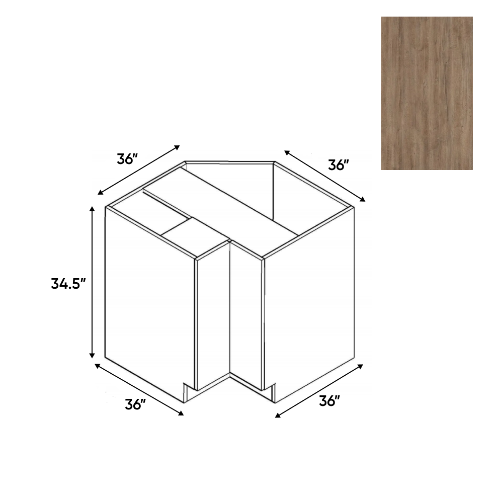 Lakeland Oak 03 Textured - Lazy Susan Base Cabinet - 36"W x 34.5"H x 36"D - Pre Assembled - Frameless Cabinet