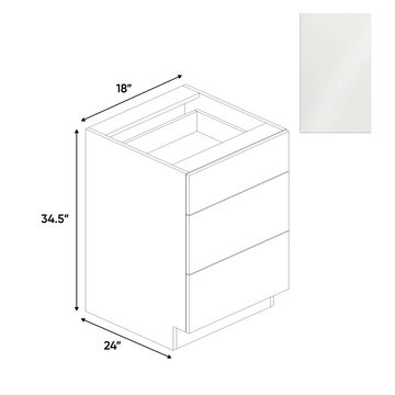 RTA - Blanco Gloss - 3 Drawer Base Cabinet - 18