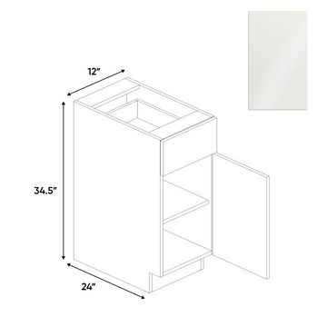 Blanco Gloss - Single Door Base Cabinet - 12