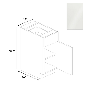 Blanco Gloss - Single Door Base Cabinet - 18