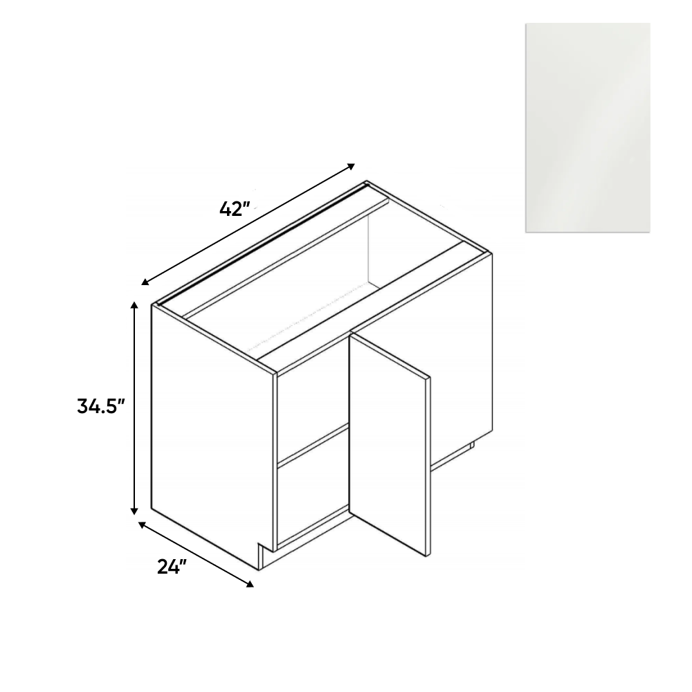 RTA - Blanco Gloss - Blind Corner Base Cabinet - 42"W x 34.5"H x 24"D - Frameless Cabinet