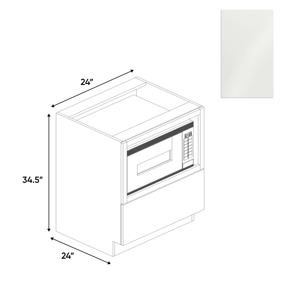 RTA - Blanco Gloss - Base Microwave Cabinet - 24"W x 34.5"H x 24"D - Frameless Cabinet