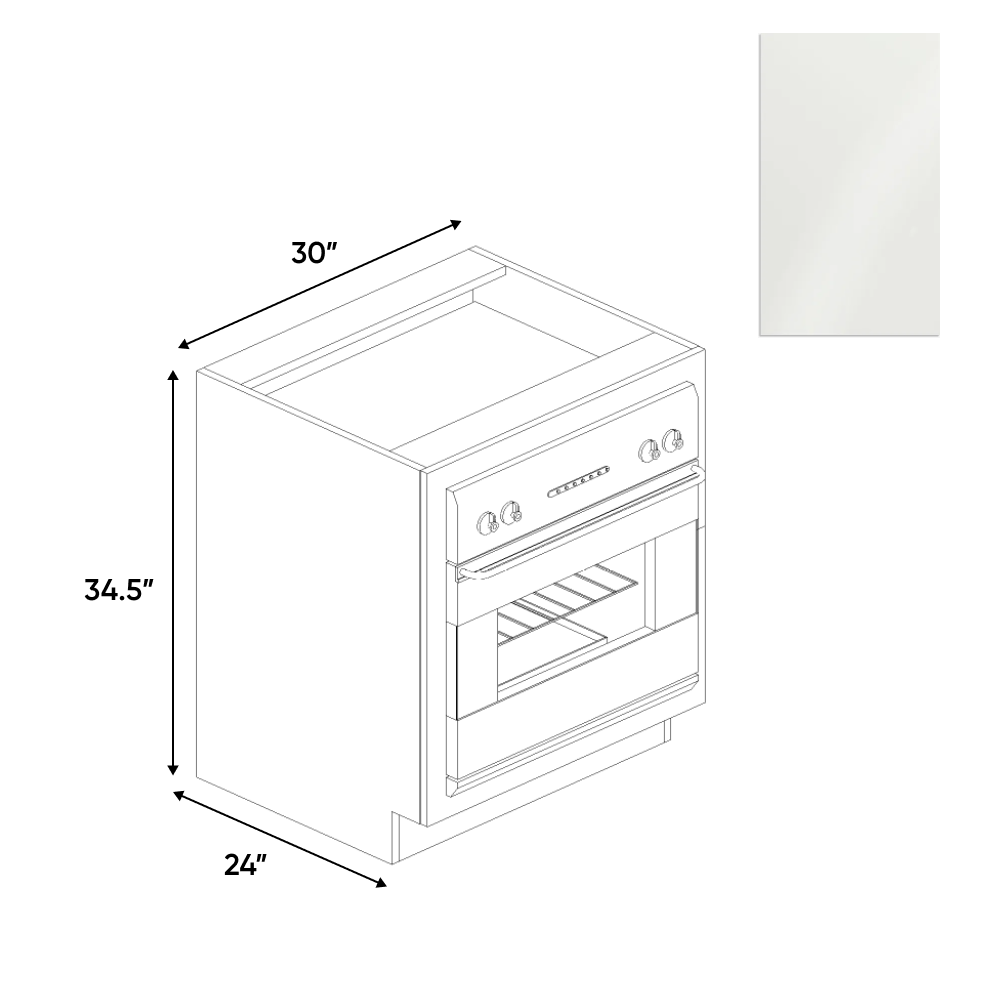 RTA - Blanco Gloss - Base Oven Cabinet - 30"W x 34.5"H x 24"D - Frameless Cabinet