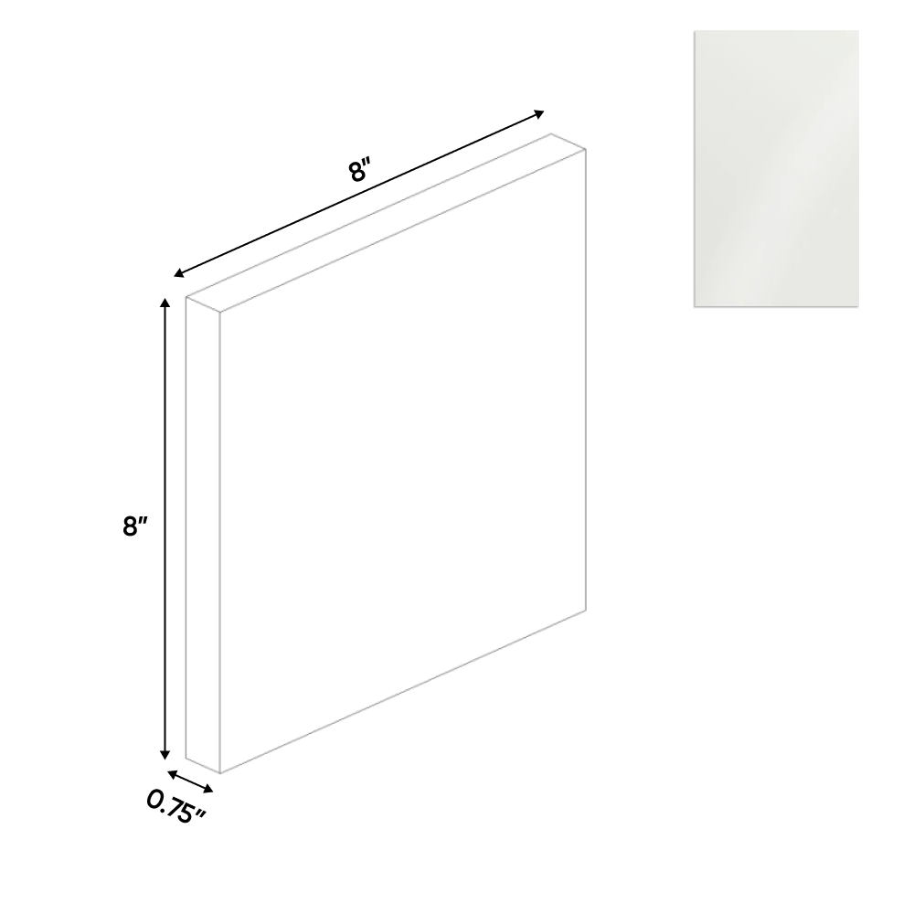 RTA - Blanco Gloss - Sample Door - 8"W x 8"H x 0.75"D - Frameless Cabinet