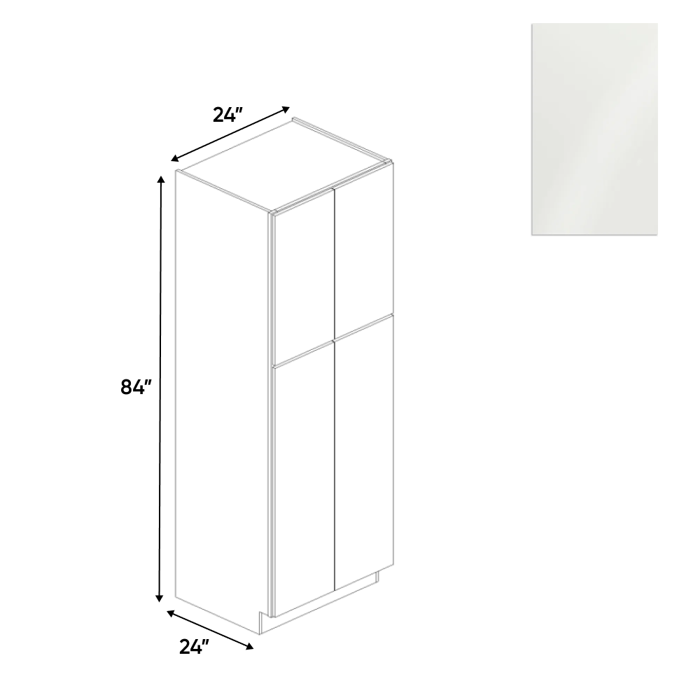 RTA - Blanco Gloss - Tall Pantry Cabinet - 24"W x 84"H x 24"D - Frameless Cabinet