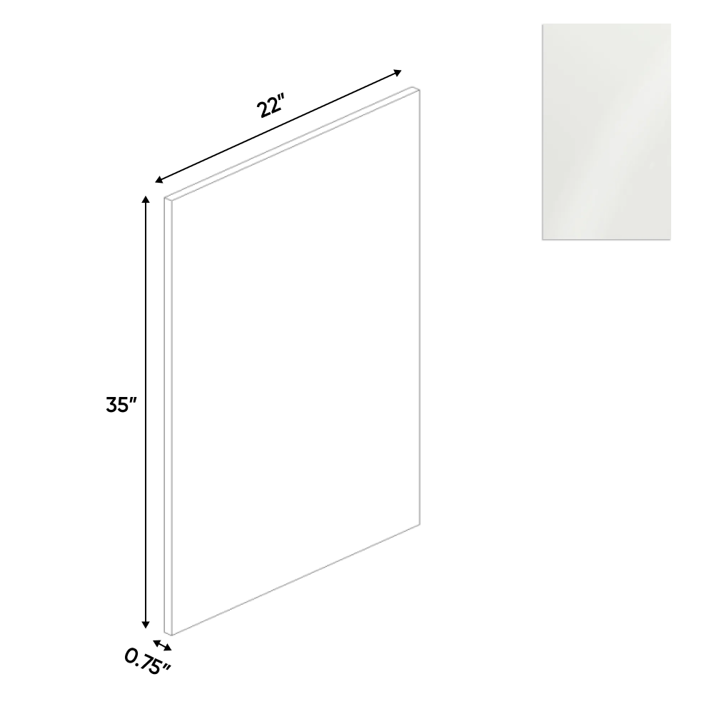 RTA - Blanco Gloss - Finished End Vanity Panel - 22"W x 35"H x 0.75"D - Frameless Cabinet