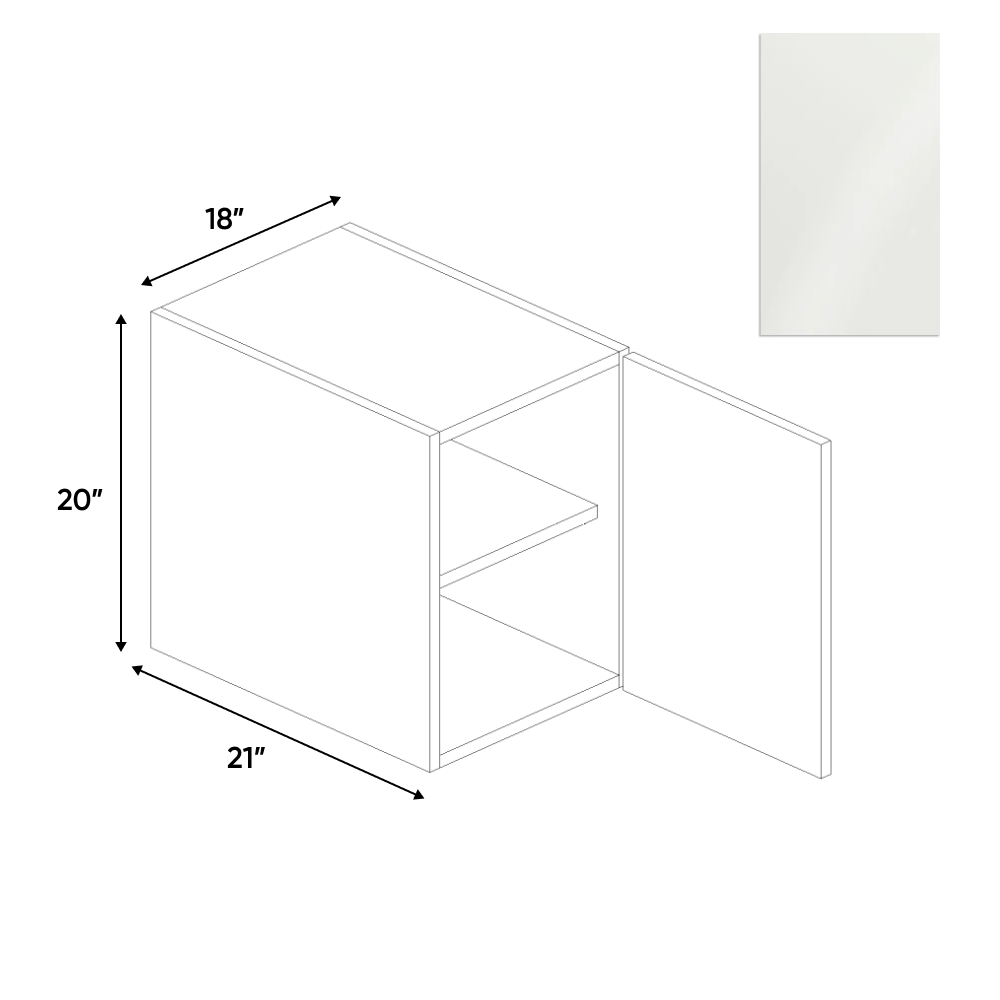 RTA - Blanco Gloss - Vanity Hanging Base Cabinet - 18"W x 20"H x 21"D - Frameless Cabinet