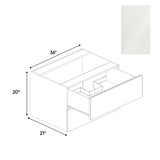RTA - Blanco Gloss - Vanity Hanging Drawer Sink Base Cabinet - 36"W x 20"H x 21"D - Frameless Cabinet