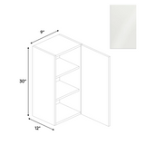 RTA - Blanco Gloss - Wall Cabinet - 9"W x 30"H x 12"D - Frameless Cabinet