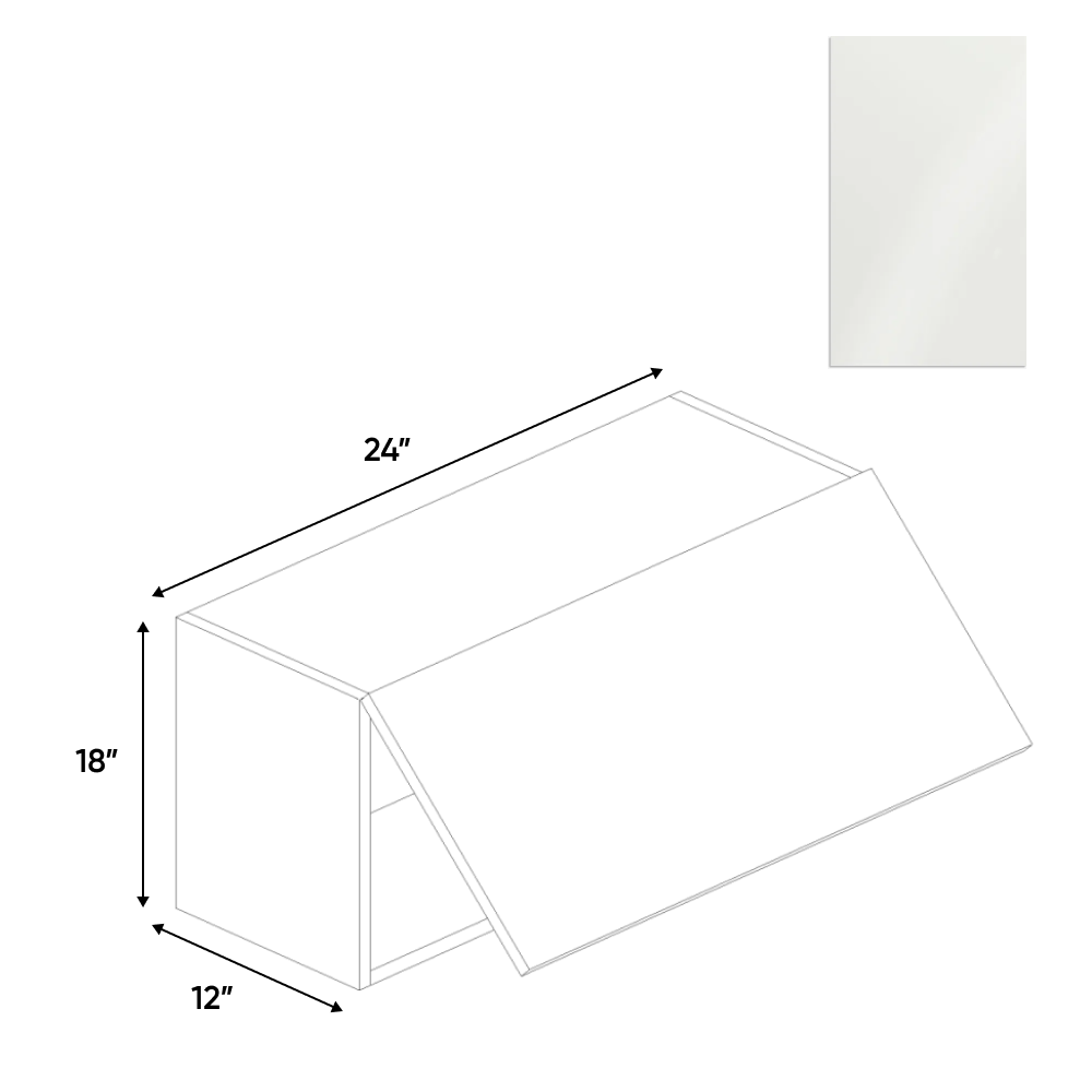 RTA - Blanco Gloss - Wall Upper Cabinet - 24"W x 18"H x 12"D - Frameless Cabinet