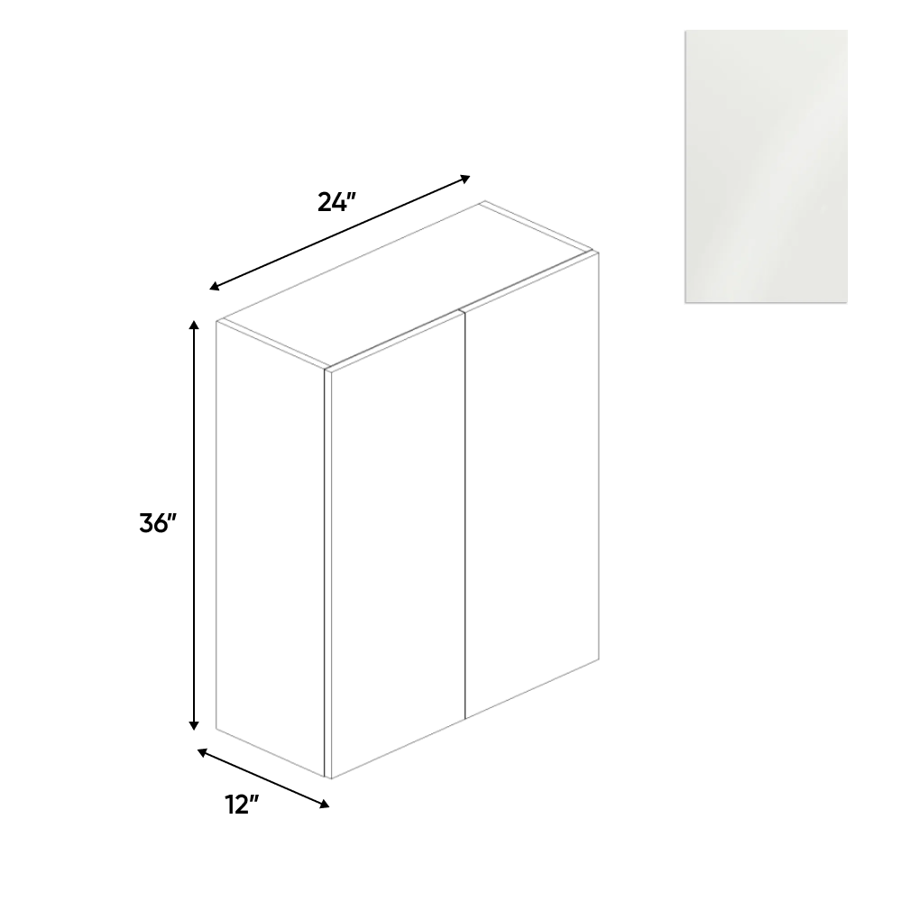 RTA - Blanco Gloss - Wall Cabinet - 24"W x 36"H x 12"D - Frameless Cabinet