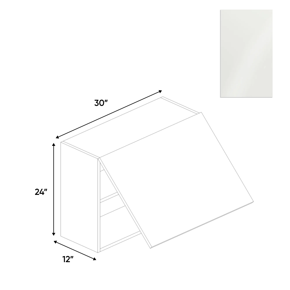 RTA - Blanco Gloss - Wall Upper Cabinet - 30"W x 24"H x 12"D - Frameless Cabinet