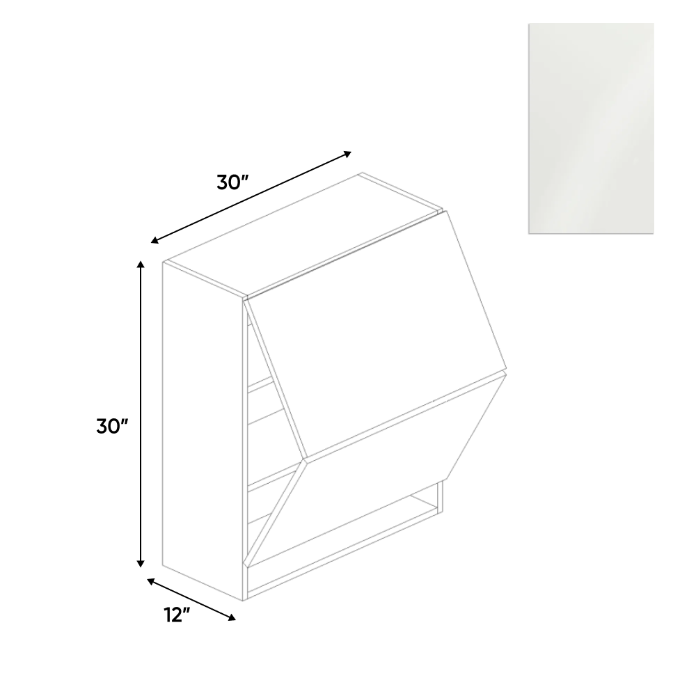 RTA - Blanco Gloss - Wall Upper Cabinet - 30"W x 30"H x 12"D - Frameless Cabinet