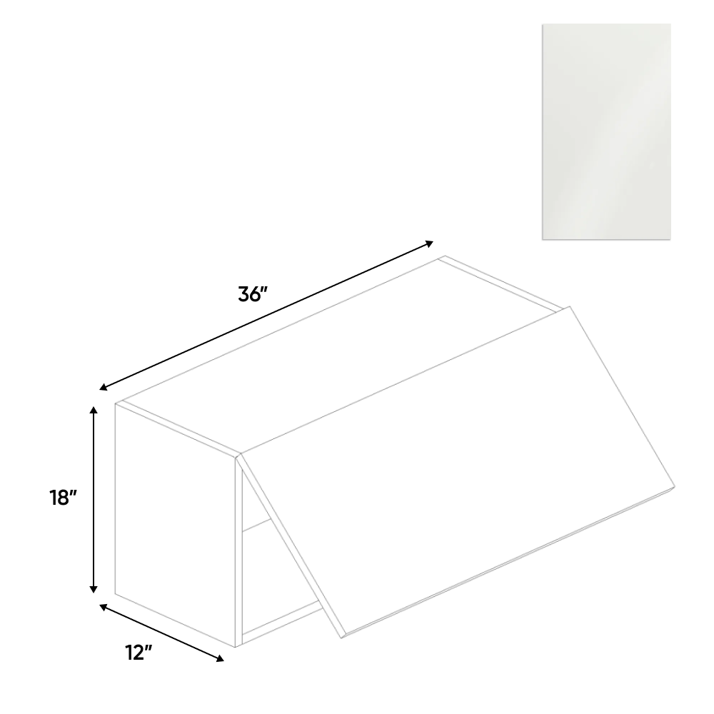 RTA - Blanco Gloss - Wall Upper Cabinet - 36"W x 18"H x 12"D - Frameless Cabinet