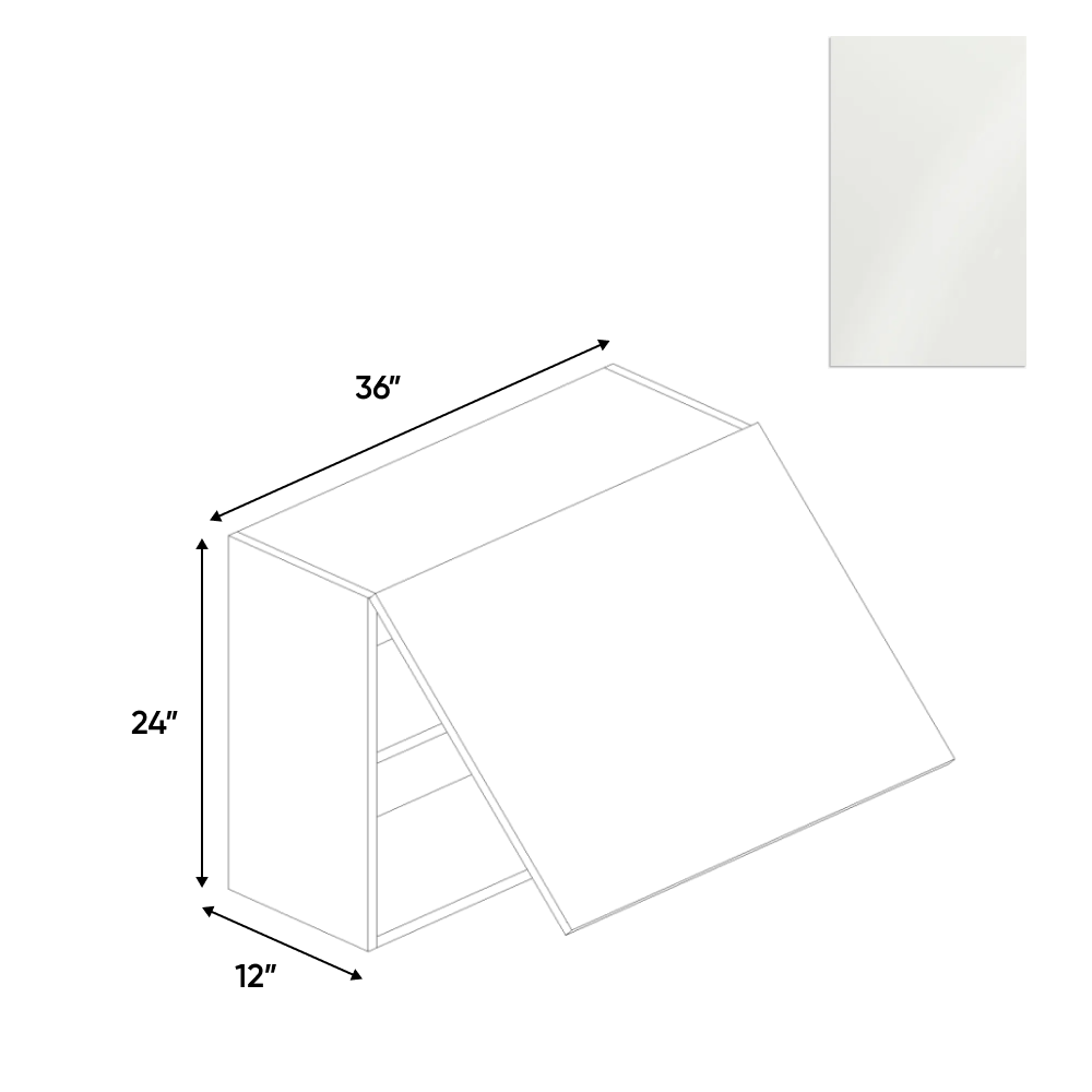 RTA - Blanco Gloss - Wall Upper Cabinet - 36"W x 24"H x 12"D - Frameless Cabinet